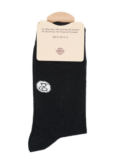 Erkek Pamuklu Özel Desenli Dikişsiz Yumuşak Dokulu Terletmez Rahat Esnek Soket Çorap Siyah-penguen