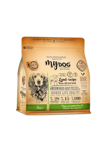 MyDog Original Az Tahıllı Kuzu Etli Orta Irklar İçin Köpek Maması 3kg