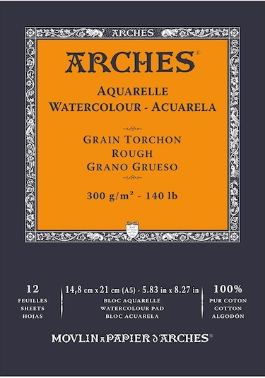 Arches Sulu Boya Blok Defter Rough 300g 12 Yaprak 14.8x21