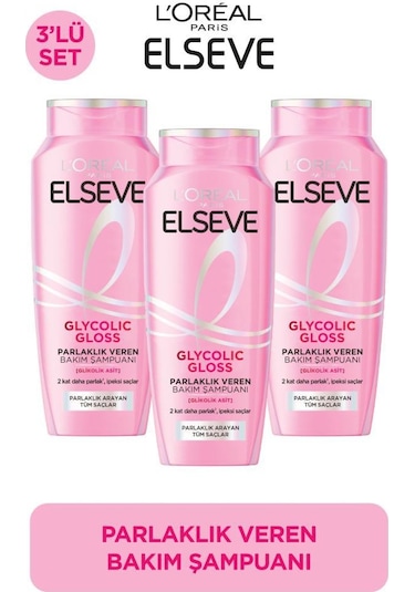 3'lü Elseve Glycolic Gloss Core Parlık Veren Bakım Şampuanı 300 ML