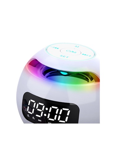 Dolıty Mini Ev Bluetooth Kablosuz Hoparlör Çalar Saat Beyaz-b