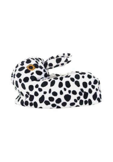 Peluş Tavşan Figürlü Kaymaz Ve Ses Yapmaz Ev Panduf Beyaz - Siyah-beyaz - Siyah Beyaz - Siyah