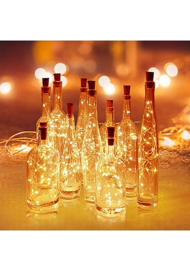 Mavi Mantarlı Şarap Şişesi Işıkları Led Dize Işık Bakır Tel Peri Çelenk Işıkları Noel Tatili Parti Düğün Dekorasyon 1m 10leds Mavi