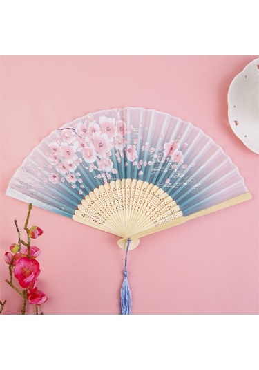 Fortunelane Zengin Dokulu Osmanlı Desenli İpek Bambü Klap Fan - Toprak Rengi, 25gr, Nikah, Banket, Dans Etkinlikleri İçin Hafif T