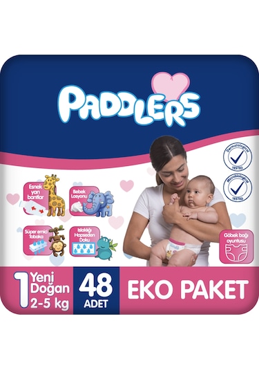 Paddlers Bebek Bezi 1 Numara Yenidoğan 48 Adet (2-5 Kg) Eko Paket