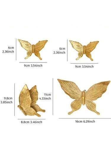 4 Parça Kelebek Duvar Süsü Ev Dekoru Duvar Dekorasyonu Biblo Obje