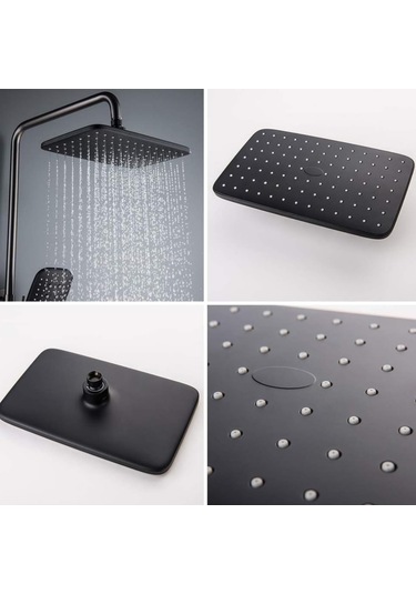 Faumix KAV9909877 Banyo Ve Lavabo Bataryası Ve Tepe Duş Seti Siyah