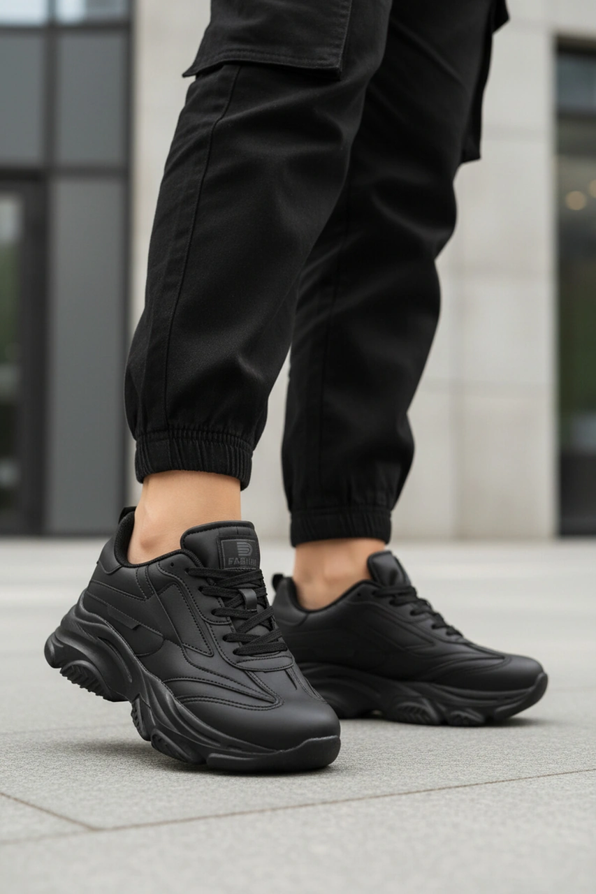 Siyah Bağcıklı Kadın Sneaker Drk171 G Siyah