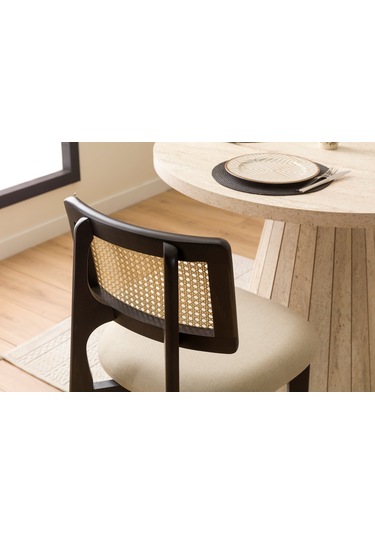 Zeus Bambu Hasırlı Ahşap Bohem Sandalye Siyah
