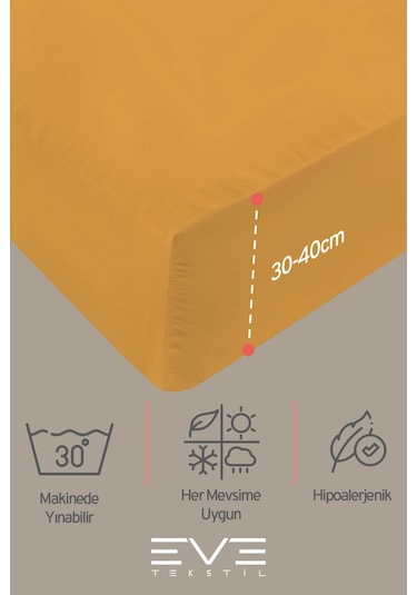 Eve Tekstil Fitted Yüksek Kaliteli Penye Kumaş Tek Kişilik Lastikli Çarşaf Turuncu