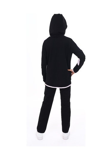 Toontoy Kız Çocuk Reglan Kol Tnty Coll Baskılı Eşofman Takım Siyah