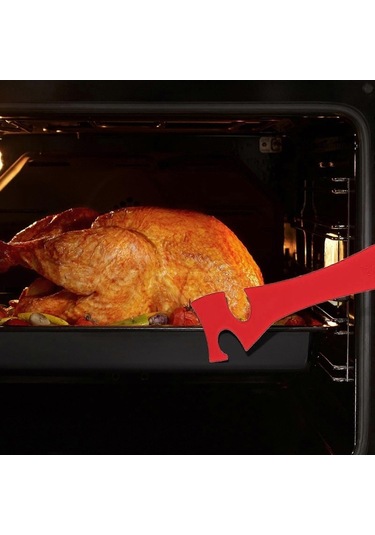 Fortunelane Uzun Saplı Silikon Fırın Rafları - Kolay Fırın, Toaster, Air Fryer İçin Isı Dayanıklı Kırmızı Kırmızı