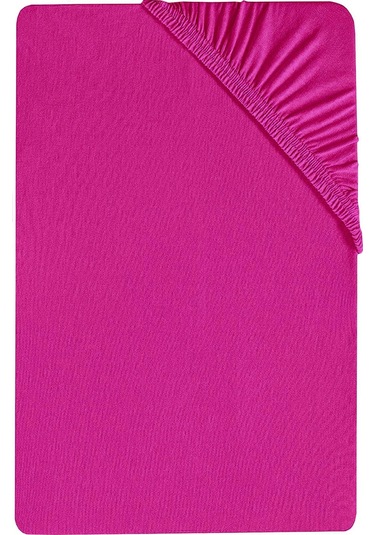 80 X 200 + 30 Cm Düz Pamuklu Tek Kişilik Lastikli Fitted Penye Çarşaf Fuşya