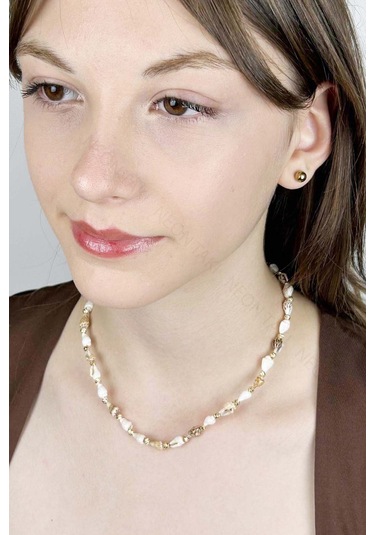 Deniz Kabuğu Kolye 425, Bej - Beyaz Çok REnkli