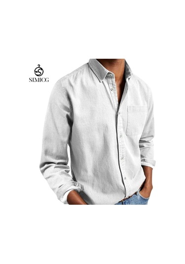 Erkek Gömleği Uzun Kollu Yakalı Erkek Gömleği Beyaz