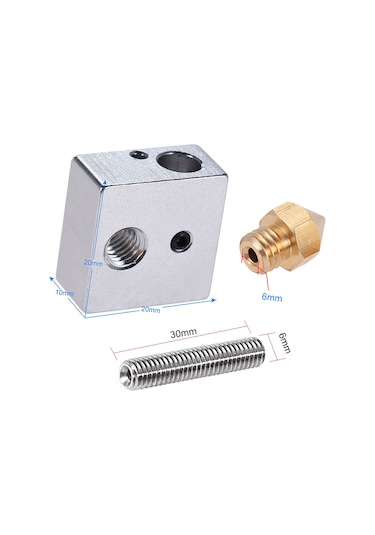 Takım Pirinç Nozul Ekstruder Baskı Kafası Gümüş 0.4 Mm 2 Adet