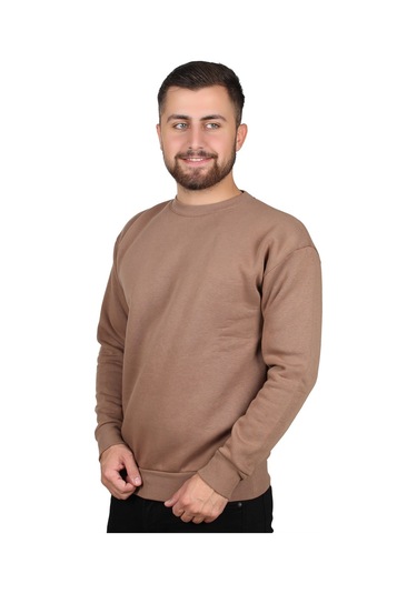 MANTA 5329 Sırt Baskılı Sweatshirt-25658 Kahverengi