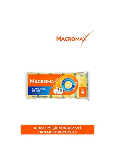 Klasik Yeşil Oluklu Sünger 5'li