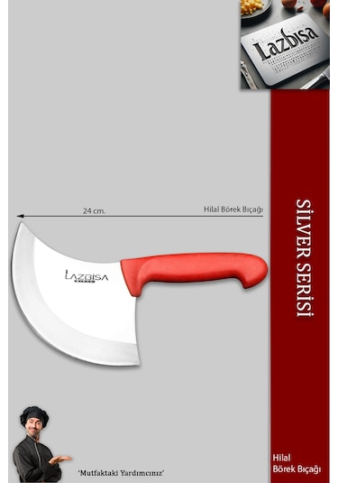 Lazbisa MFT-524 Silver Serisi Pide Börek Bıçağı Mutfak Bıçak Pizza Bıçak Kırmızı