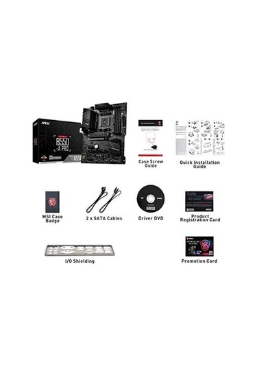 Atx Anakart M.2 Usb3.2 Hdmı Dp Bellek 4400 Oc Am4 Ddr4 B550-a Pro Yeni