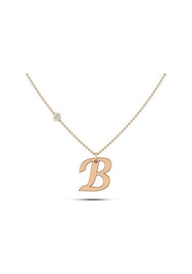 Pırlantalı B Harf Altın Kolye