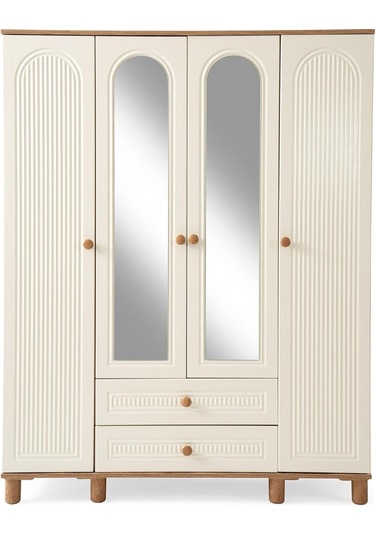 Bohem Mdf 4 Kapılı Dolap-ekru/ceviz