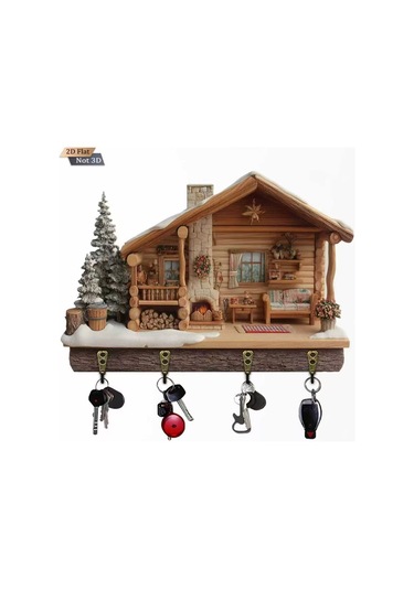 Ahşap Anahtarlık Ve Dekoratif Duvar Panosu, 4 Askılı 0023