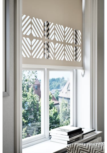 Lazer Kesim Mat Stor Perde, Lazer Kesimli Klasik Serisi, C-201003 Açık Kahverengi Açık Kahverengi