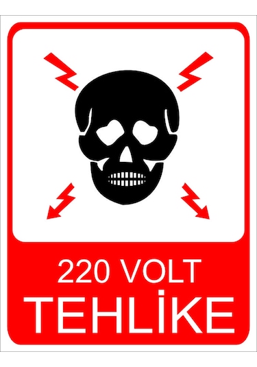 220 Volt Tehlike Uyarı Levhası 20x30 Cm Forex