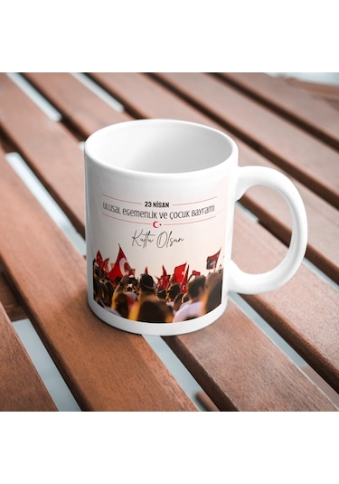 Applucky 23 Nisan Ulusal Egemenlik Ve Çocuk Bayramı 2 Baskı Kupa Bardak Beyaz