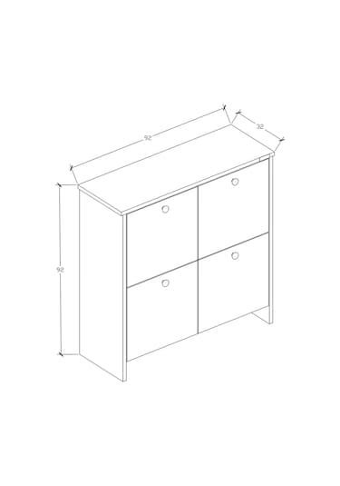 %100 Mdf 2 Kapaklı Küp Altın Sarısı Desenli Gövdeli Ayakkabılık Beyaz