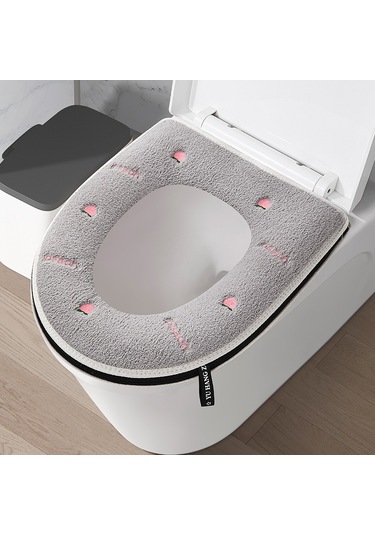 Ev Tipi Tuvalet Dört Mevsim Üniversal Klozet Kapağı Su Geçirmez Kapak Tuvalet Halkası Şeftali-gri Gri
