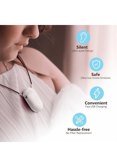 Oldfriend Siyah Ionkını Taşınabilir Hava Temizleyici Kolye - Şarj Edilebilir, Sessiz, Usb