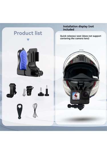 Junzhuodianpu Gopro11 360 Aksiyon Kamerası Aksesuarı İçin Klipsli Çıkarılabilir Motosiklet Kaskı Çene Telefon Standı