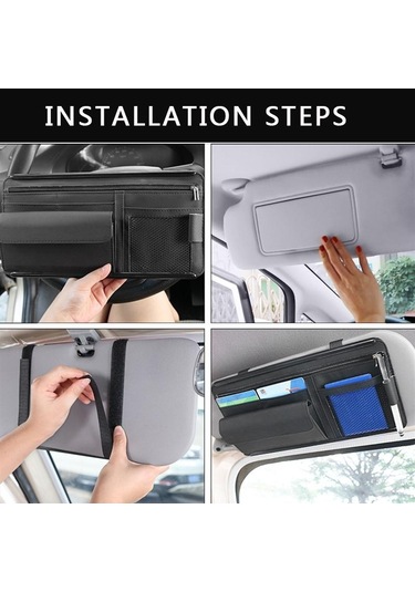 Bej Araba Organizatör Güneşlik Depolama Araba Güneşlik Klip Deri Saklama Kutusu Kalem Kart Bilet Güneş Gözlüğü Klip Çanta Araba Aksesuarları