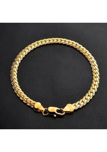 Silver İtalyan Ezme Yassı Yılan Çelik Unisex Set Tak... Altın