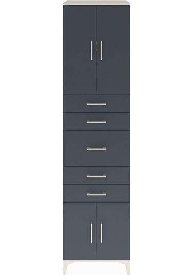 Hyperion Dolap 2 Raflı 5 Çekmeceli 4 Kapaklı 60x44x243 Aytaşı-antrasit Aytası