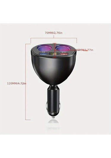 Trendooze 360 Derece Dönebilir 2usb Gaojunshop01 Çoklu Şarj Cihazı Telefon Ve Araç İçin