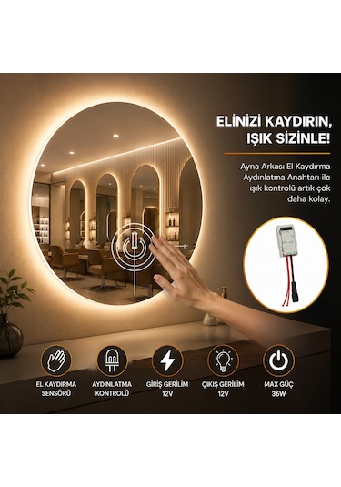 AYNA ARKASI EL KAYDIRMA 12V IŞIK ANAHTARI