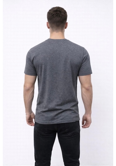 Axxel Erkek Gri Melanj Kısa Kollu Bisiklet Yaka T-shirt-d677 Gri Melanj