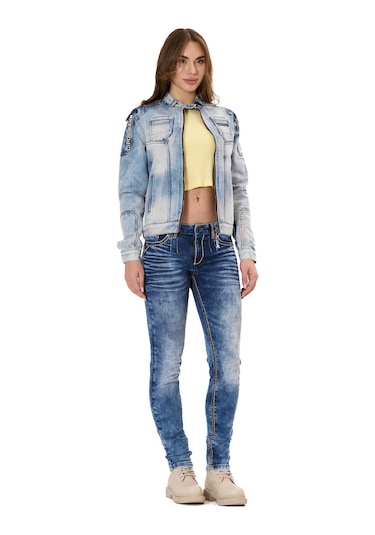 Wj233 Kadın Kot Ceket Modern Kesim & Şık Detaylarla Trend Görünüm Iceblue