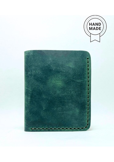 El Yapımı Hakiki Deri Premium Cüzdan Yeşil