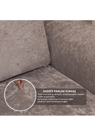 Parlak Kadife 3 3 1 1 Koyu Kahve Lastikli Kanepe Örtüsü Lastikli Koltuk Örtüsü Koltuk Kılıfı Koyu-kahve