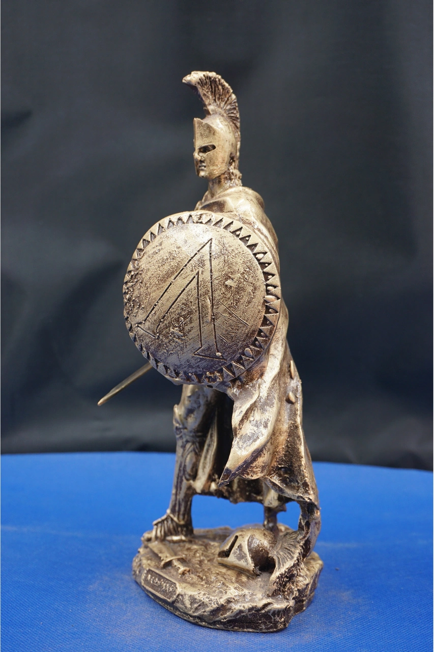 Antik Yunan Mitolojisi Leonidas Heykel Biblo Güç Ve Cesareti Yansıtan Dekoratif Aksesuar 25 Cm Altın