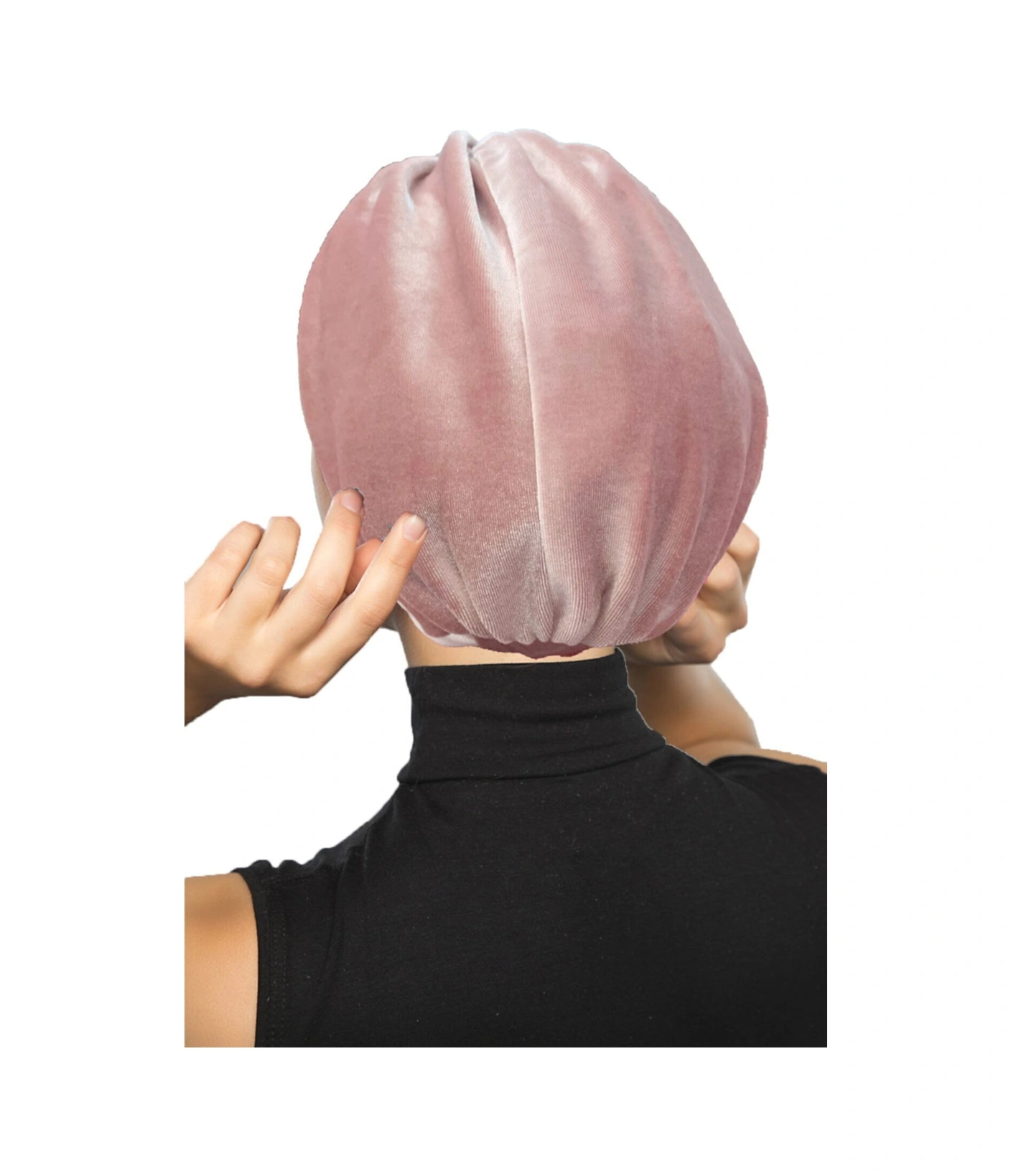 Kadife Kardelen Astarlı Pudra Hazır Türban Tesettür Bone Pudra