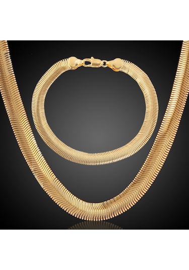 Ehediye Chavin 7 Mm. Snake Yılan Örme Kadın Zincir Kolye Bileklik Eg94 Altın