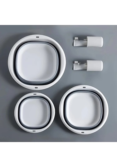 Xuweiwei 3 Adet Katlanır Gri Lavabo Seti Seyahat Leğeni Yurt Ev Çamaşır İçin Gri