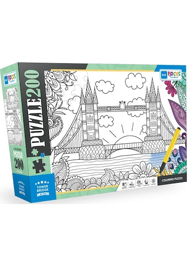 Blue Focus 200 Parça Coloring Puzzle Tower Bridge Kule Köprüsü