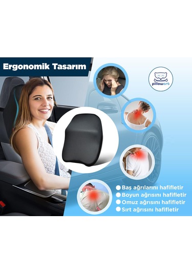 Pillowart Visco Araba Boyun Yastığı Ortopedik Oto Boyun Yastığı