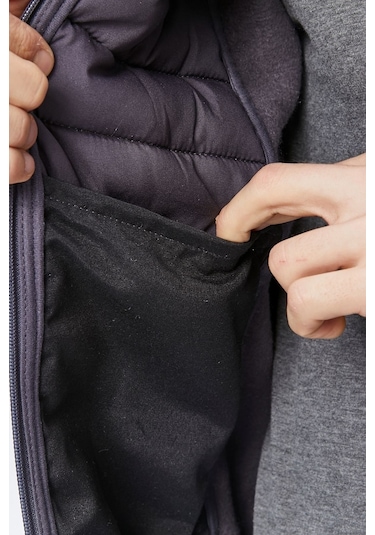 Uniprom Erkek Şişme Yelek Su Ve Rüzgar Geçirmez Ray Desen Füme